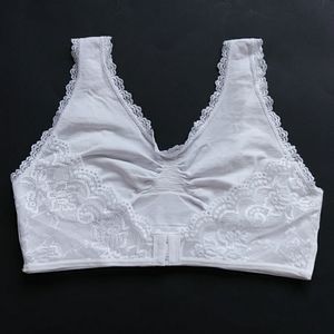 Lace Crocheted Floral Front Hook Bra L White 40-42